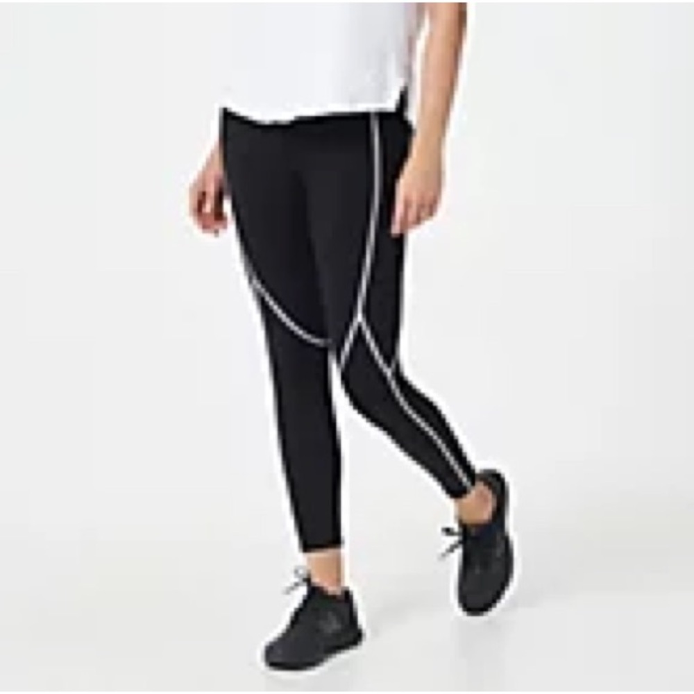 Zuda Black Leggings with White Accents